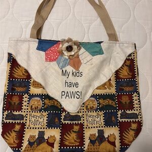 Vintage Linen Embroidered Floral Tote Bag - Cream and Yellow